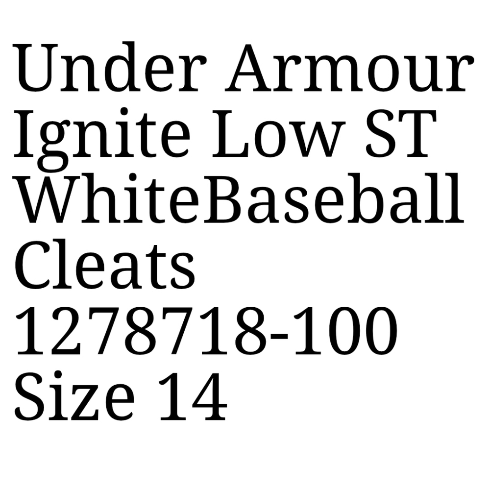Men's Under Armour Ignite Low ST White BASEBALL cleats Sz. 14 - Picture 5 of 10